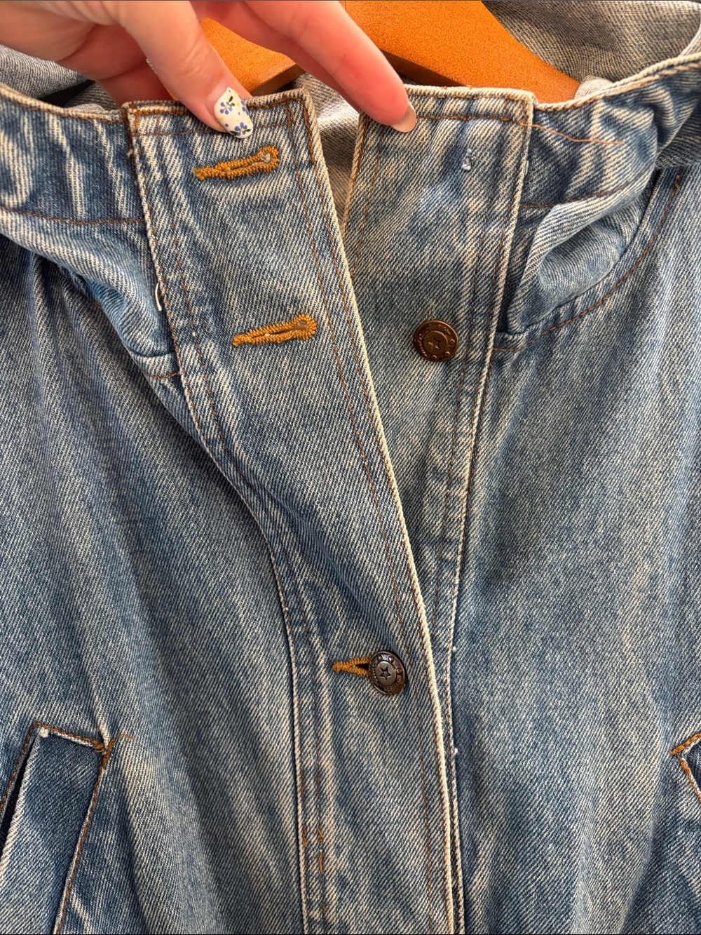 Vintage 100% Cotton Women's Hooded Denim Parka Jacket - Light Blue - Picture 3 of 9
